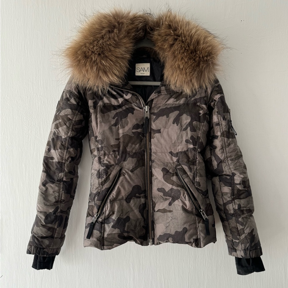 SAM Green Camo Fur Freestyle Down Winter Jacket - Picture 4 of 13